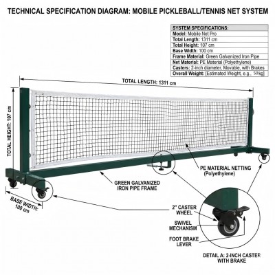 Portable Assembled Pickleball Net Post 80x80mm Steel Frame with Copper Tensioner